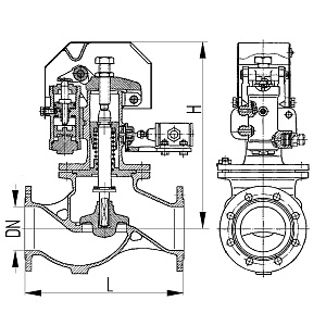 Клапаны невозвратно-запорные проходные с двухполостным пневмоприводом бессальниковые, фланцевые, DN100мм, PN1,0МПа