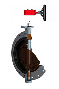 Монофланцевый затвор поворотный с ручным редуктором