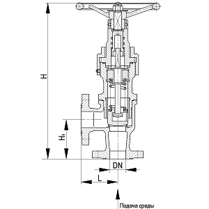 Клапан подпорный угловой фланцевый, DN40мм, PN2,5МПа